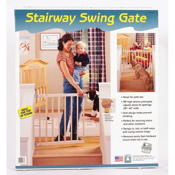 North States Industries North States White 30 in. H X 28-42 in. W Wood Child Safety Gate 4630A - main